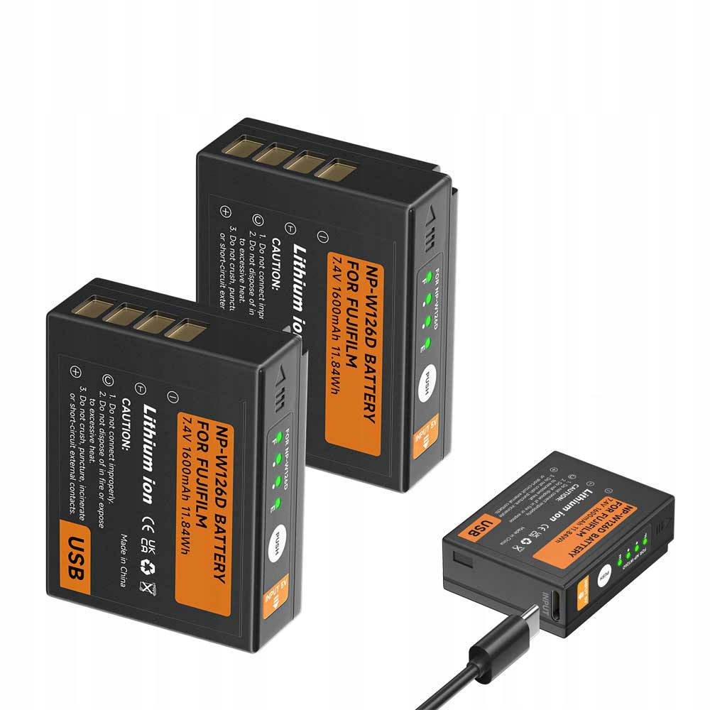 2ks baterie NP-W126 W126S s Usb-c vstupem pro Fujifilm X100F X-PRO1 X-A1