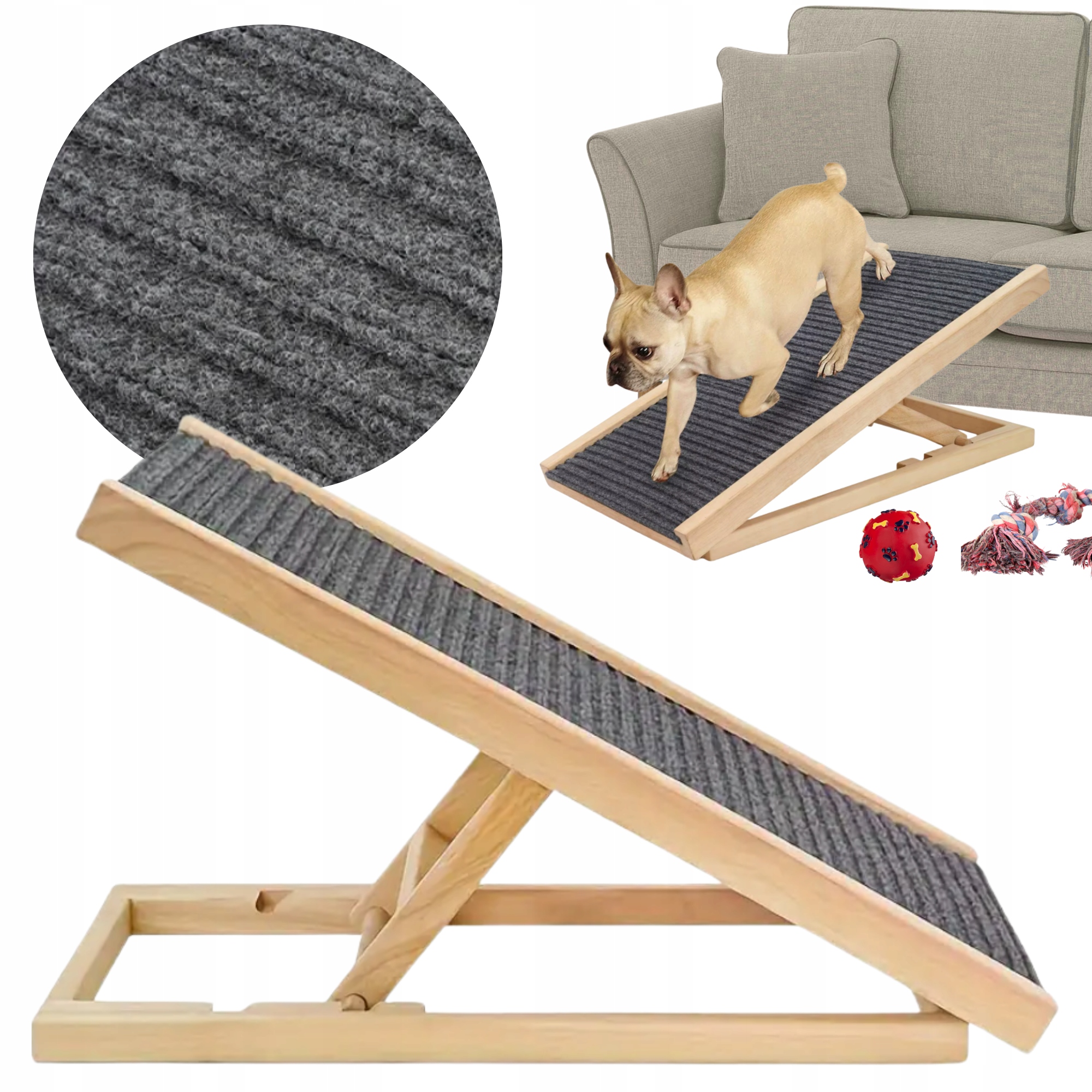 Levně Rampa Pro Psa Schody Plošina Schůdky 100CM Stabilní Dřevěná Pro Kočku Nastavitelná