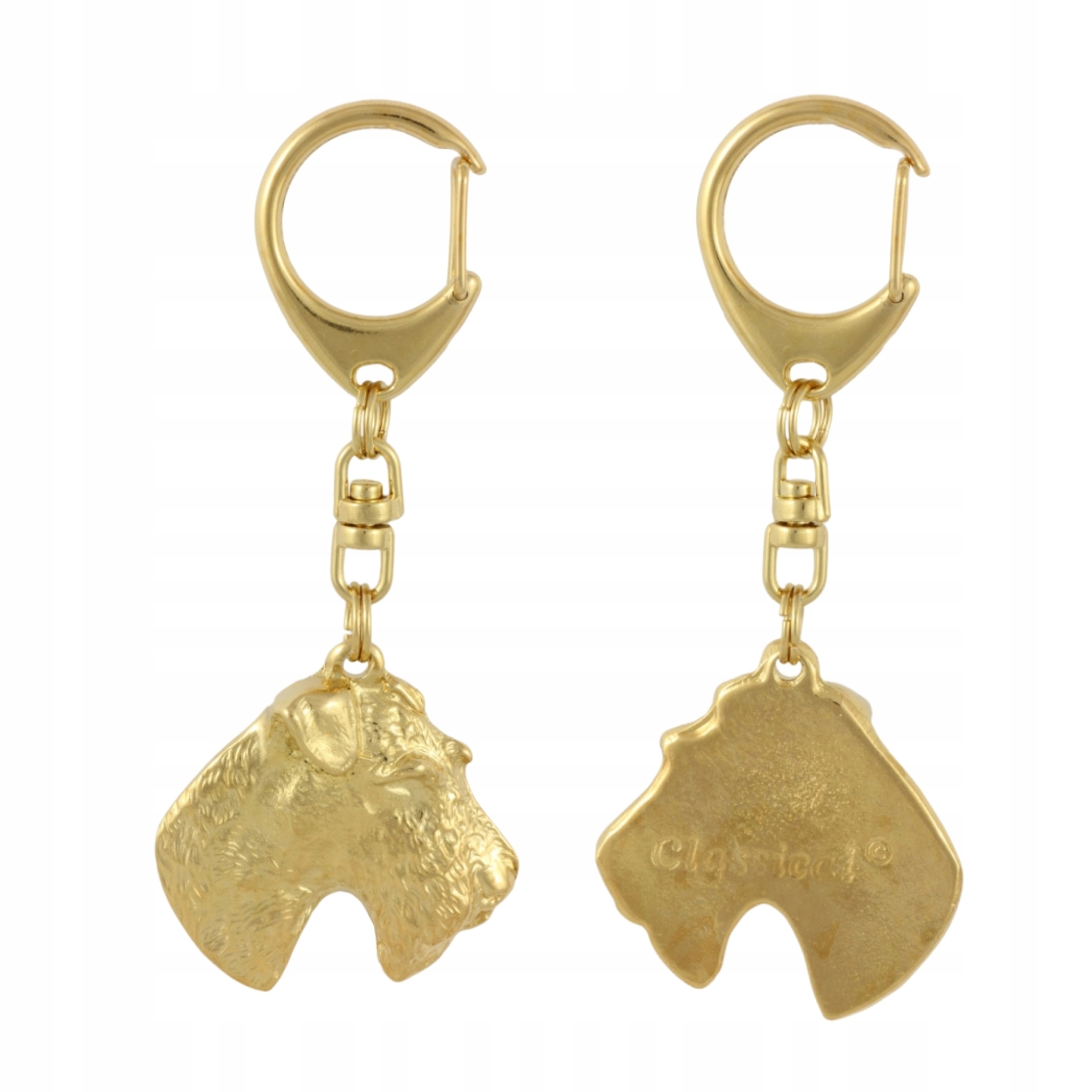 Foksterier drsnosrstý – pozlacený přívěsek na klíče na klíče se psem, ozdoba kabelek