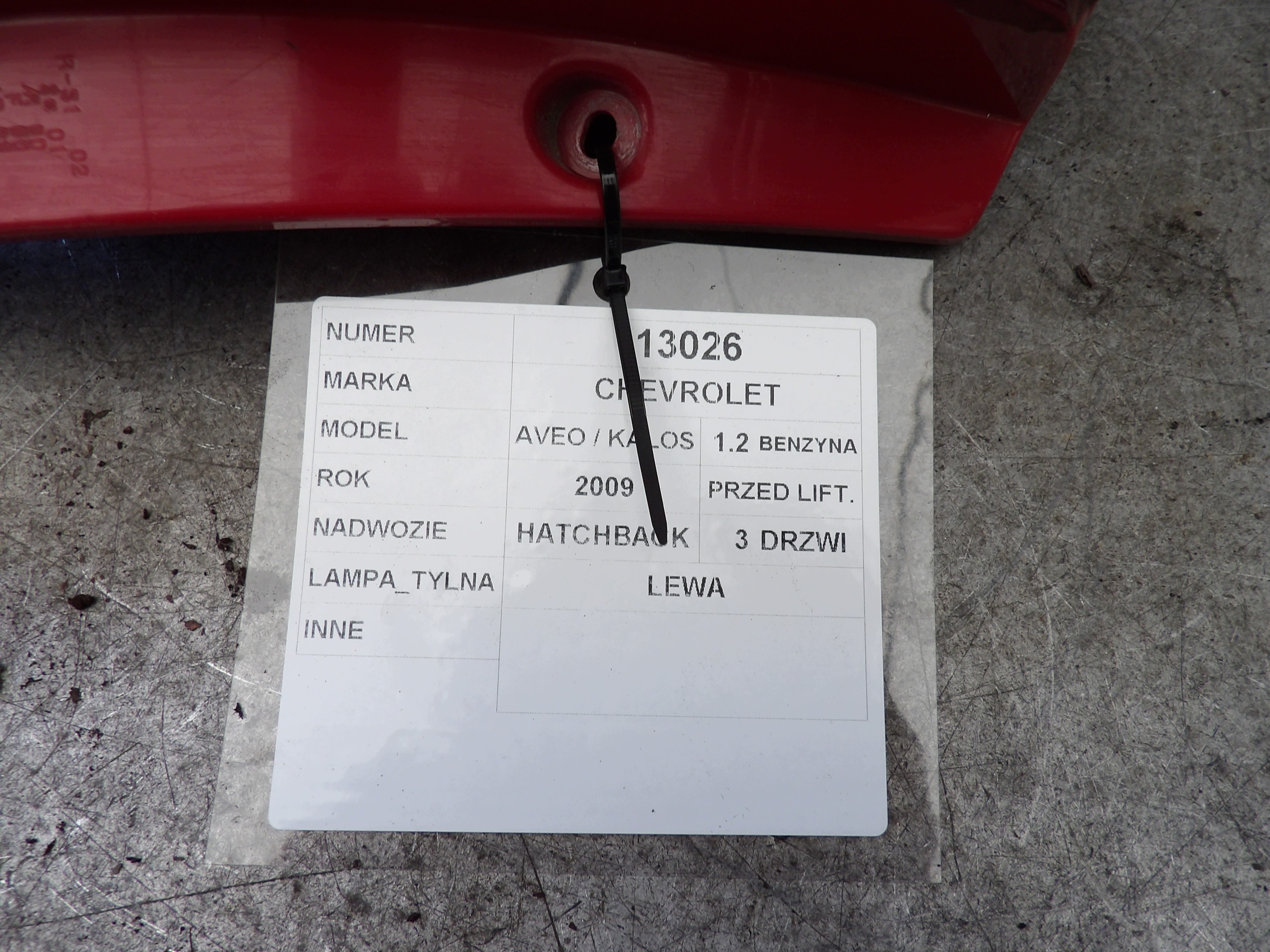 Chevrolet Aveo II T250 light rear left HB