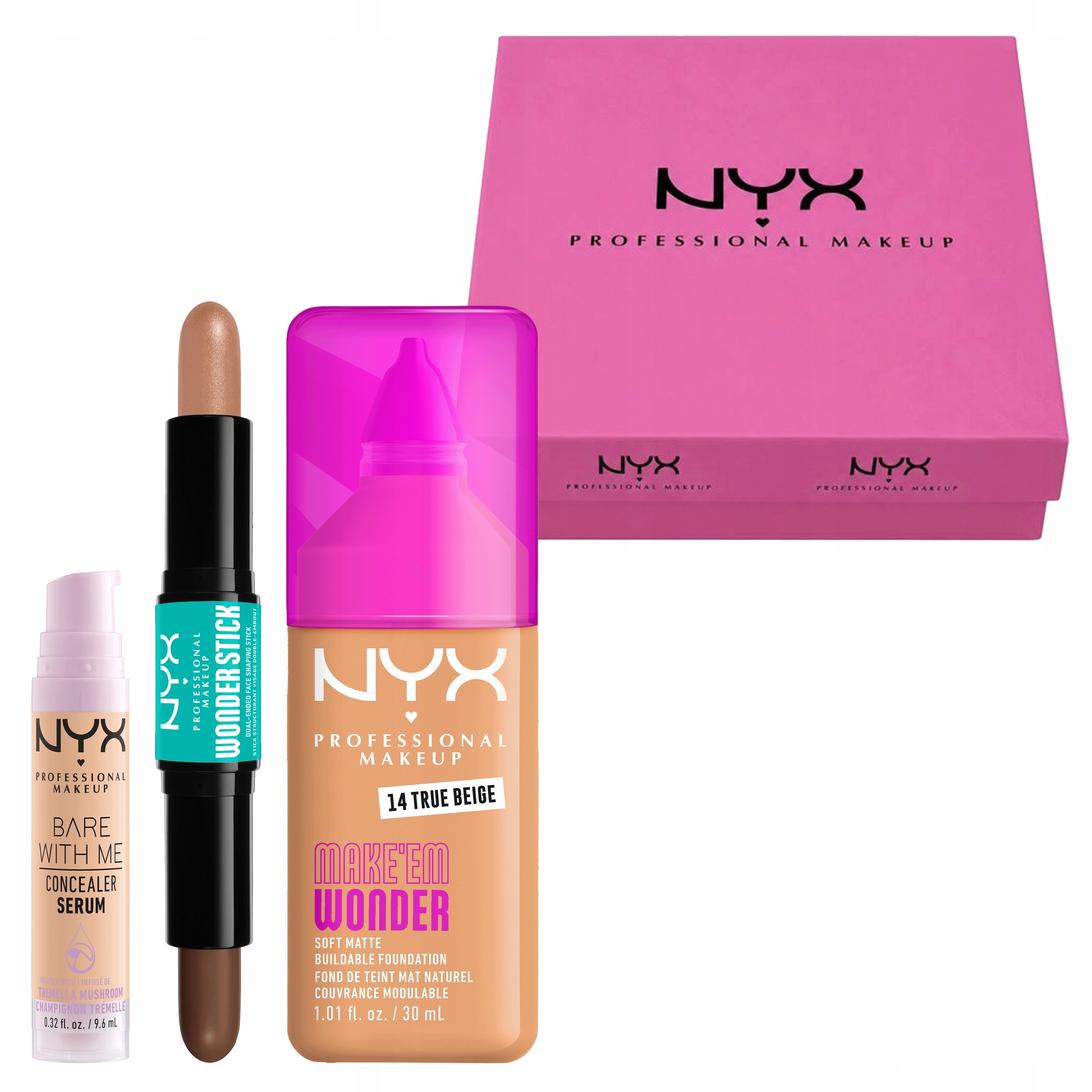 Zestaw Nyx Podkład True Beige Korektor Bare Beige Wonderstick