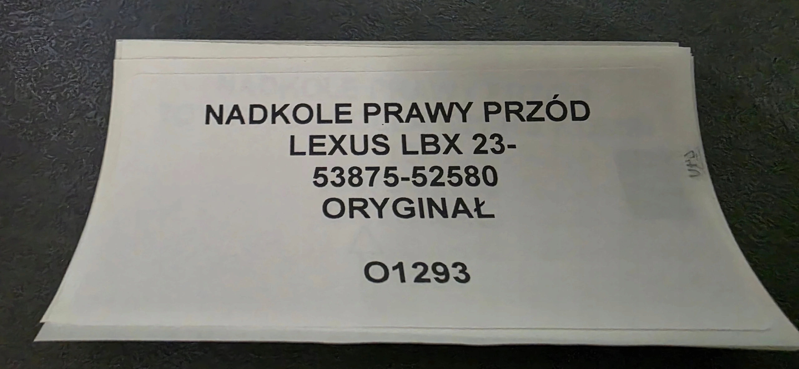 mudguard right front LEXUS LBX 23- original 53875-52580