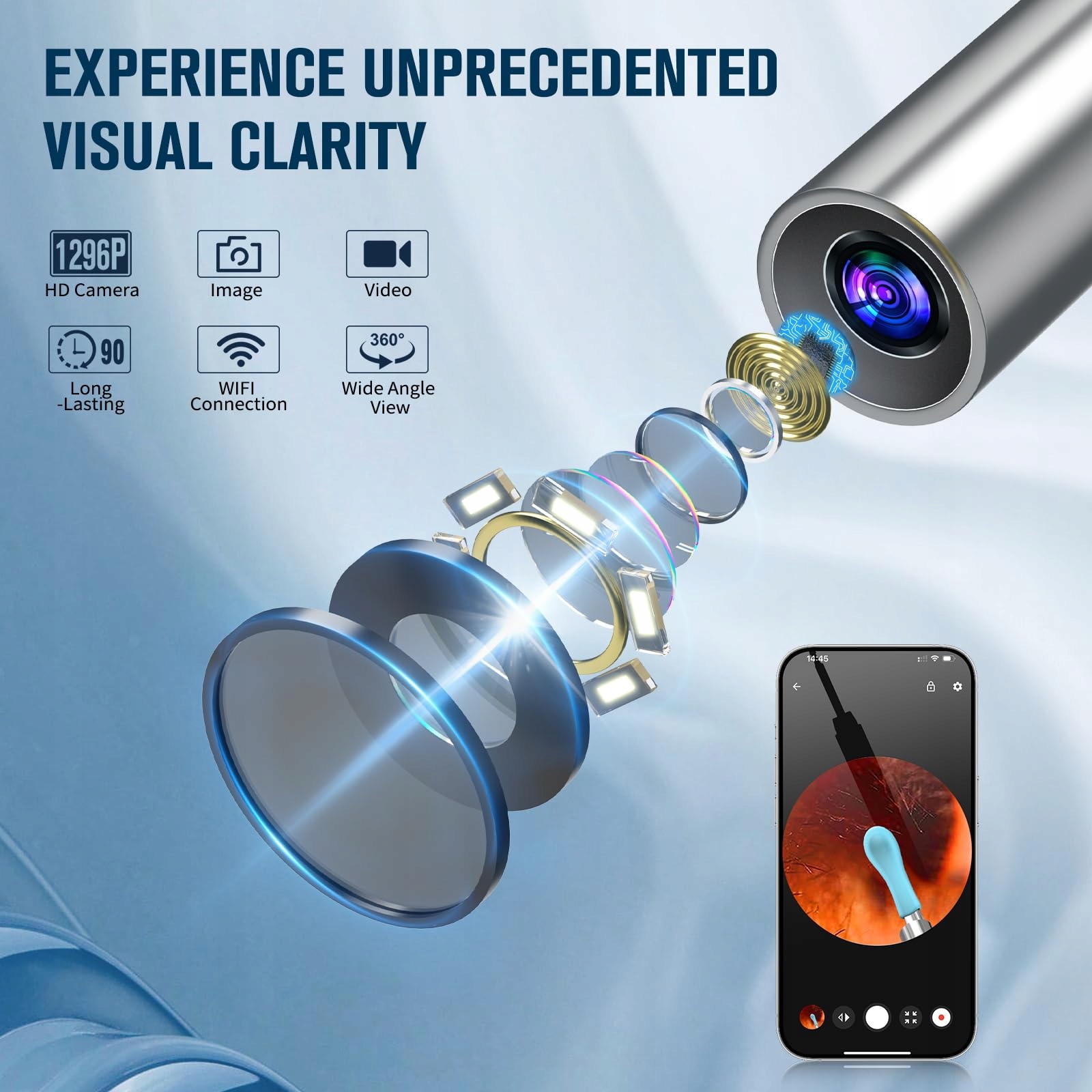 KEKOY P8 Usuwacz Woskowiny Kamera HD 1920P IP67 Wifi iOS Android — miniatura 4