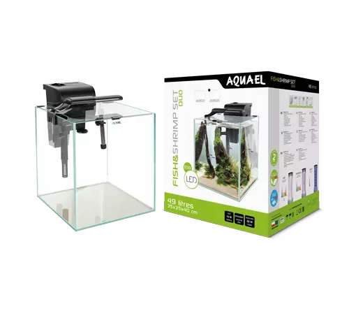 Aquael Fish&Shrimp Set Duo 49L czarny akwarium Led filtr grzałka Fzn PRO700