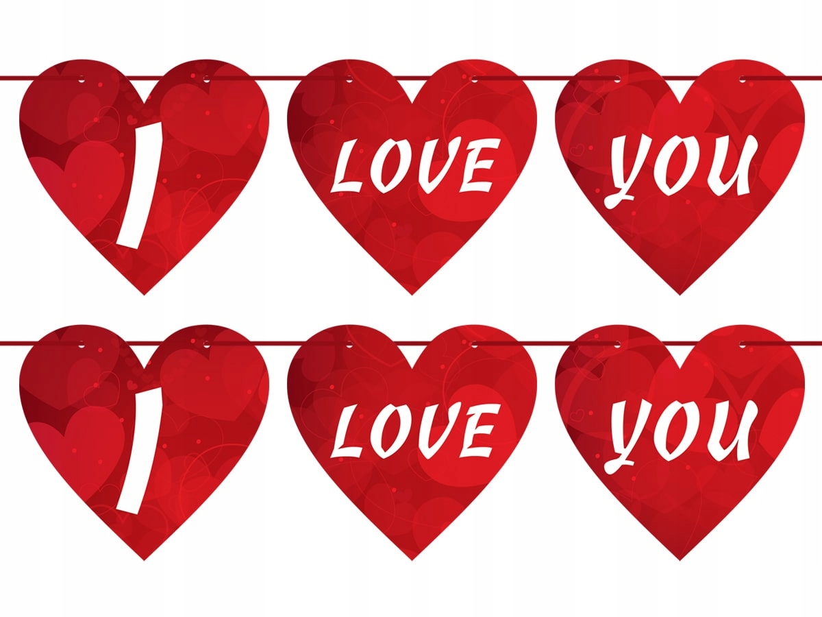 

Baner wiszący serca I Love You na Walentynki 800cm