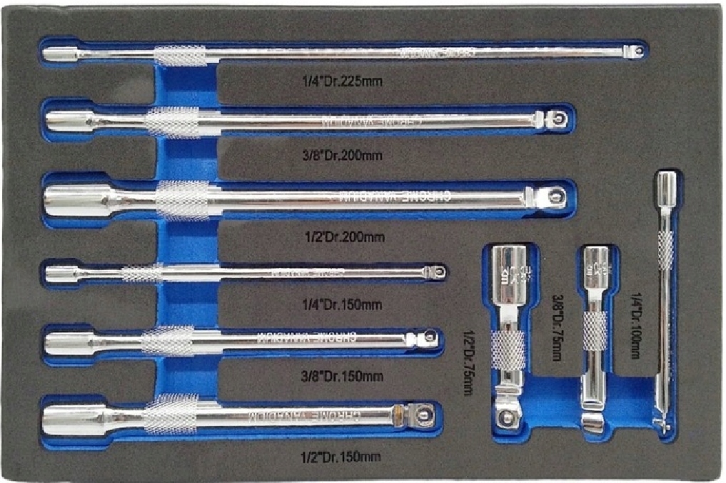 Zestaw 9 szt. przedłużek uchylnych Przedłużki CrV 1/2 3/4 1/4