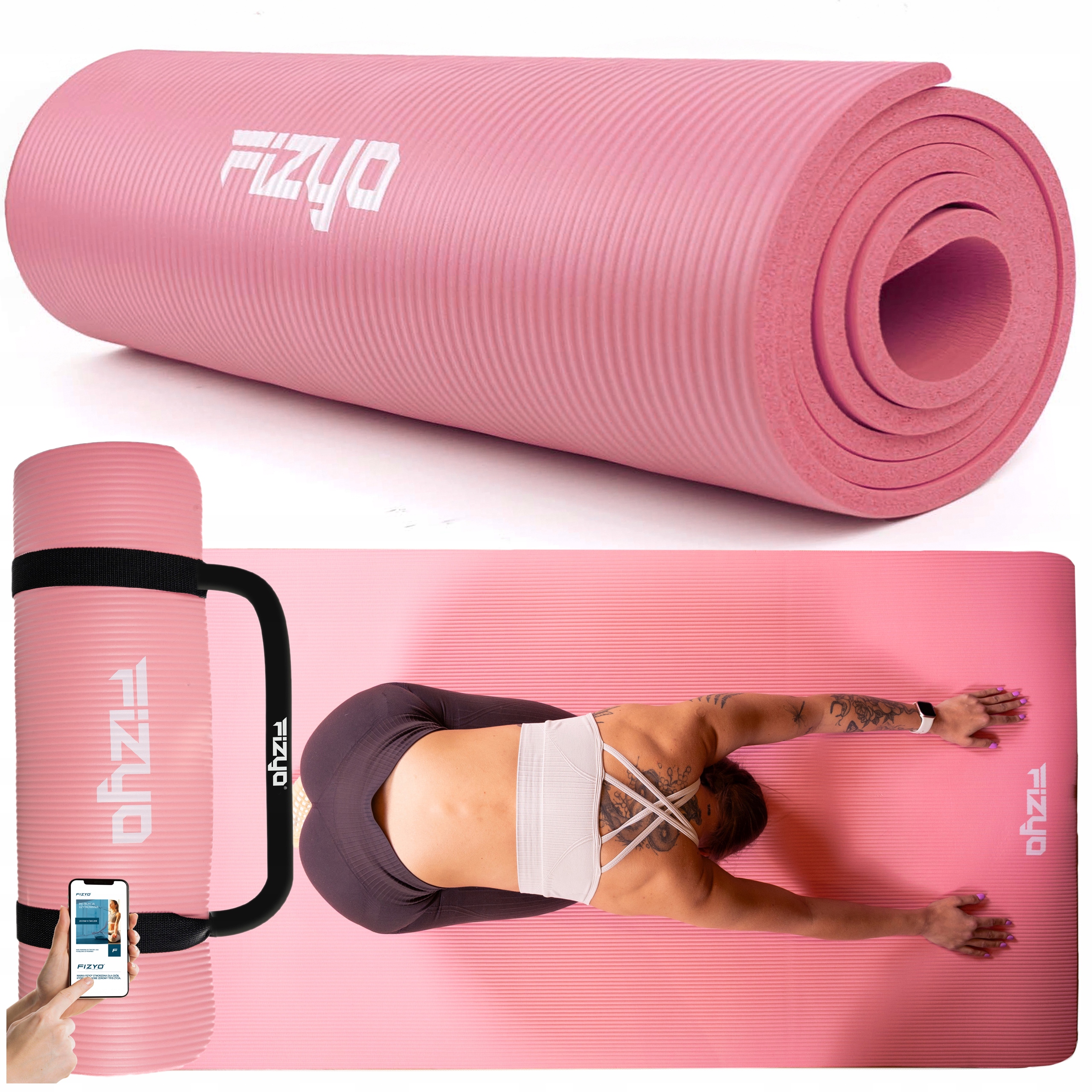 Duża Mata do Ćwiczeń Jogi 190x100 Gimnastyczna Nbr XXXL Uchwyt Gruba 1,5 cm