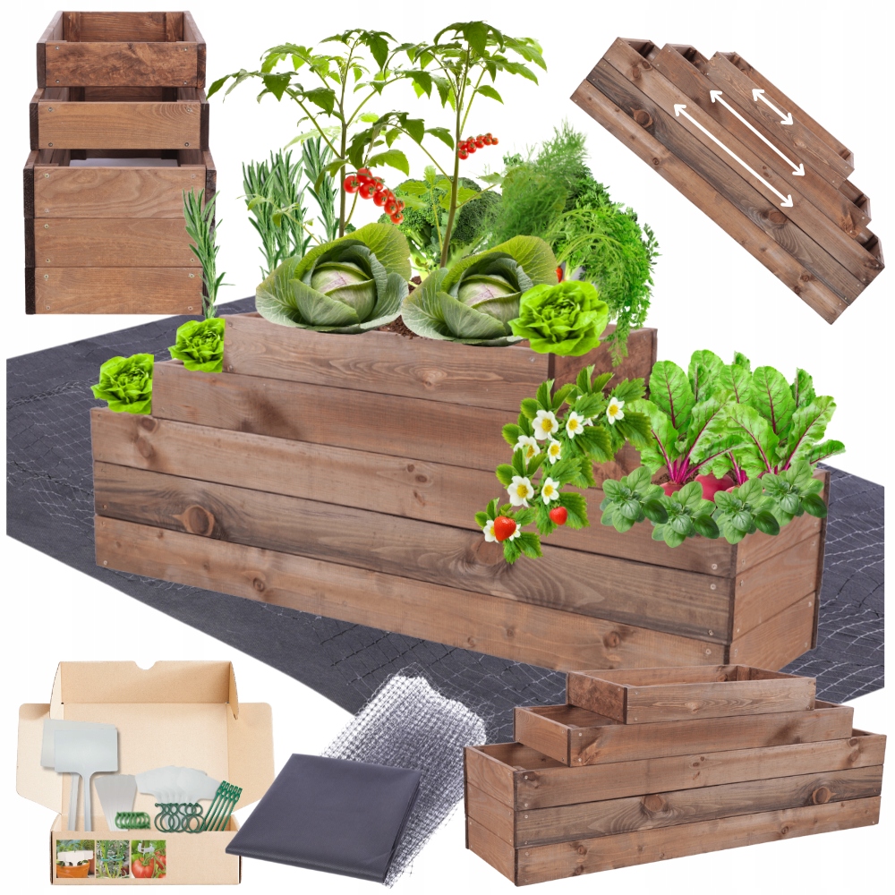 Regulovatelná kaskádová skříň zeleninový záhon pařeniště impregnace 45x120x30