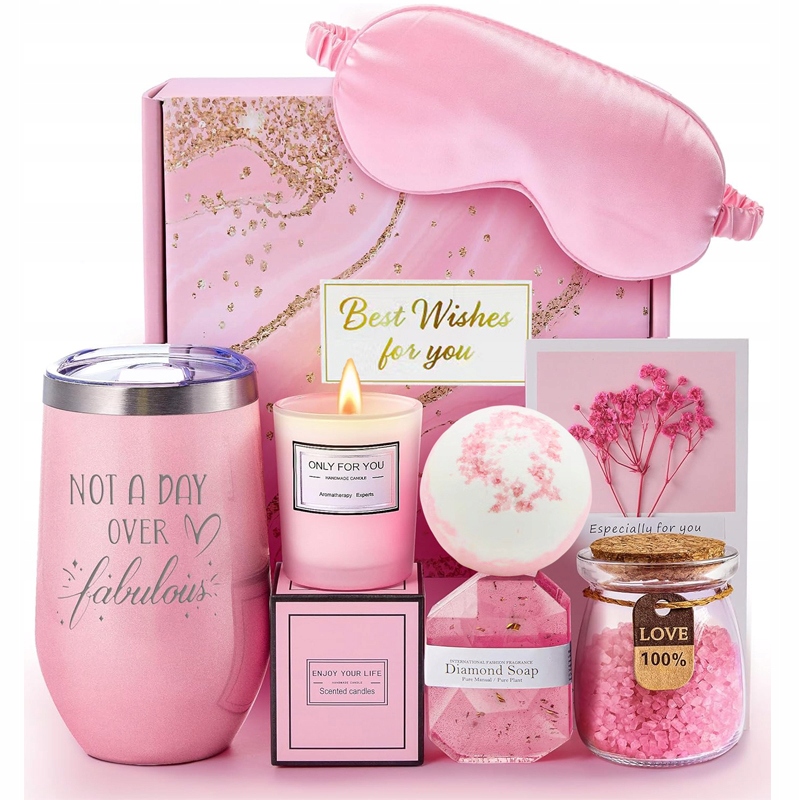 Dárek Ženy Koš Dárková Sada Spa Koupelová koule Mořská sůl Svíčka