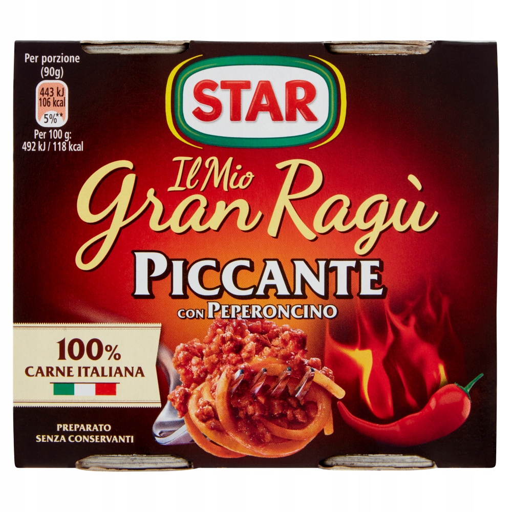 Ragu Piccante Con Peperoncino 2x180g pš Star