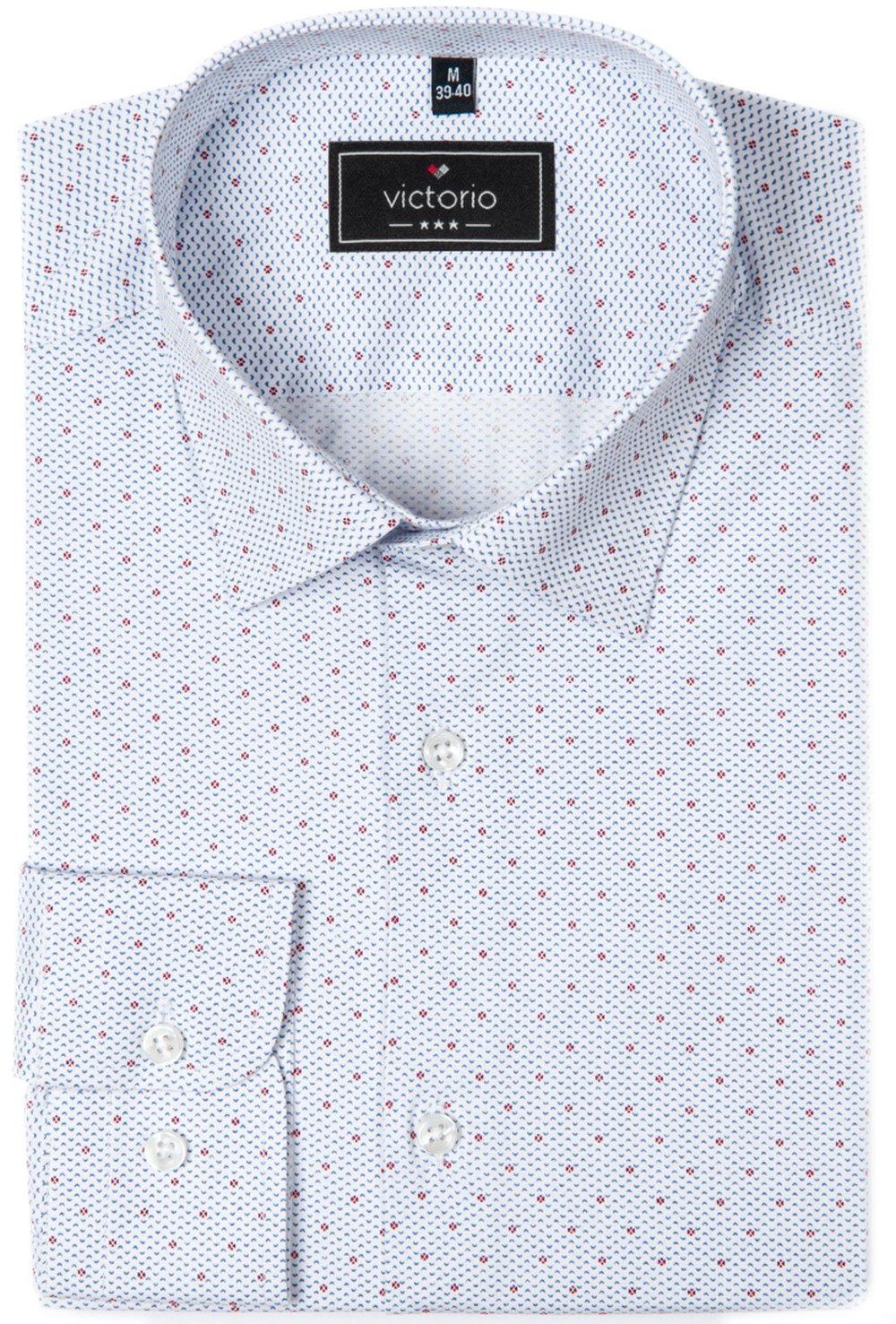 Elegantní košile, jednoduchý Střih – Victorio – Světle Modrá, jemný hrášek – 44/182-188