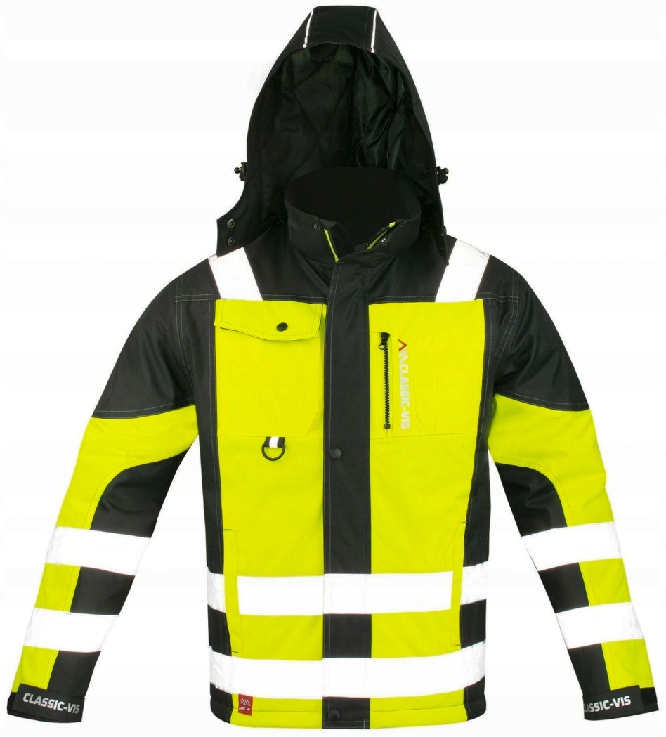 Zimní Zateplená Pracovní Bunda S Kapucí Výstražná Reflexní Bozp 3XL