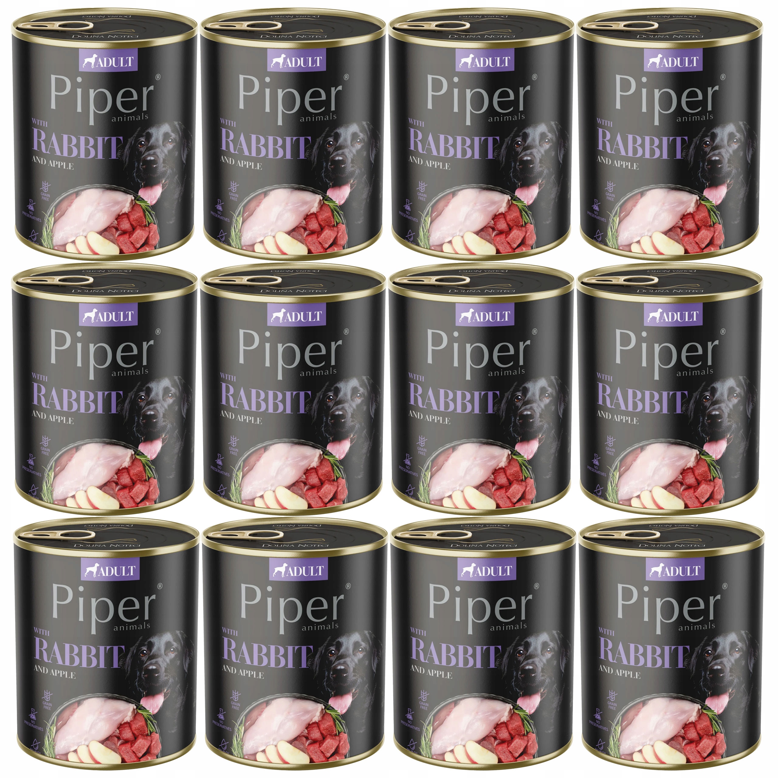 Piper Dolina Noteci Krmivo mokré pro psa Králík Jablko 12 x 800 g