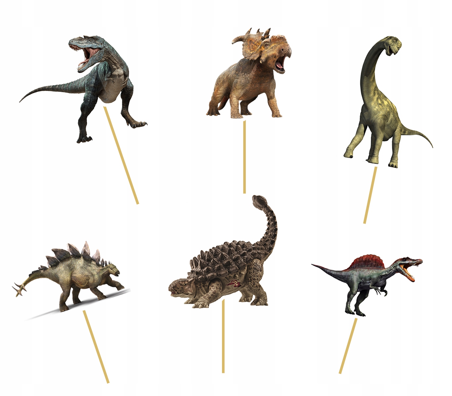 

Topper Pikery Dinozaury Dekoracja na tort 6szt