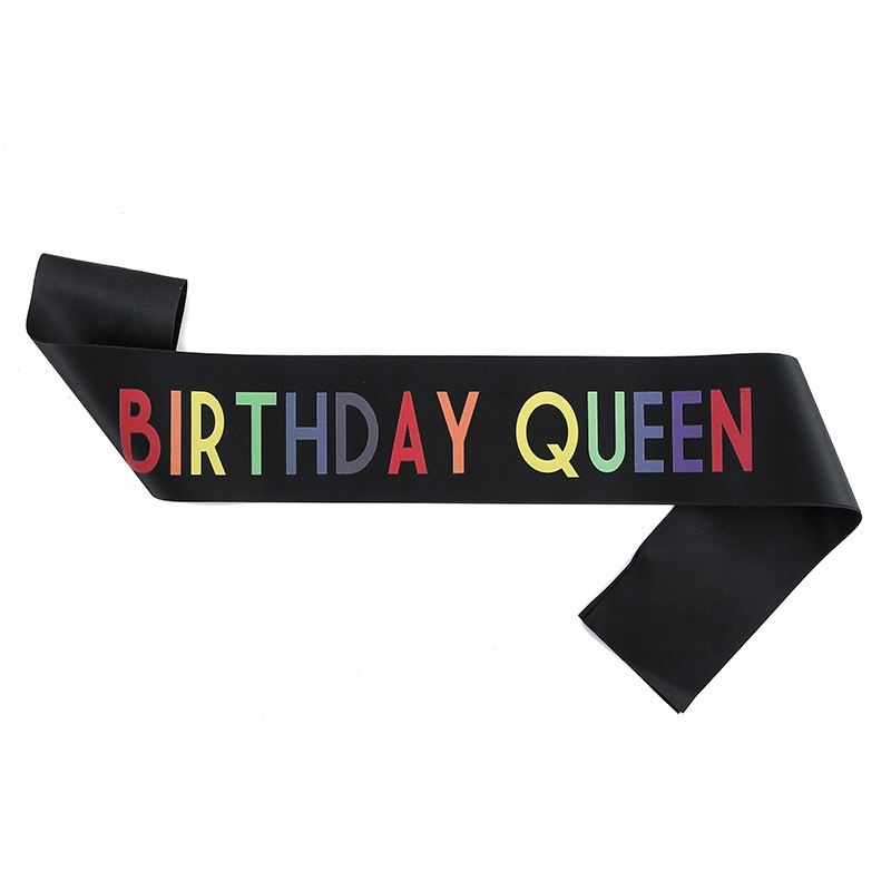 

Szarfa urodzinowa satynowa Birthday Queen czarna