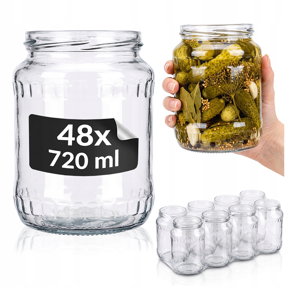 48x Słoiki na przetwory ogórki miód 720 ml słoik na przetwory