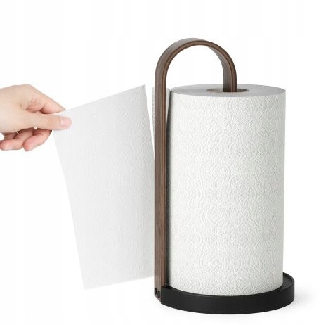 Držák na papírové ručníky stojan černý, ořech do kuchyně Bellwood