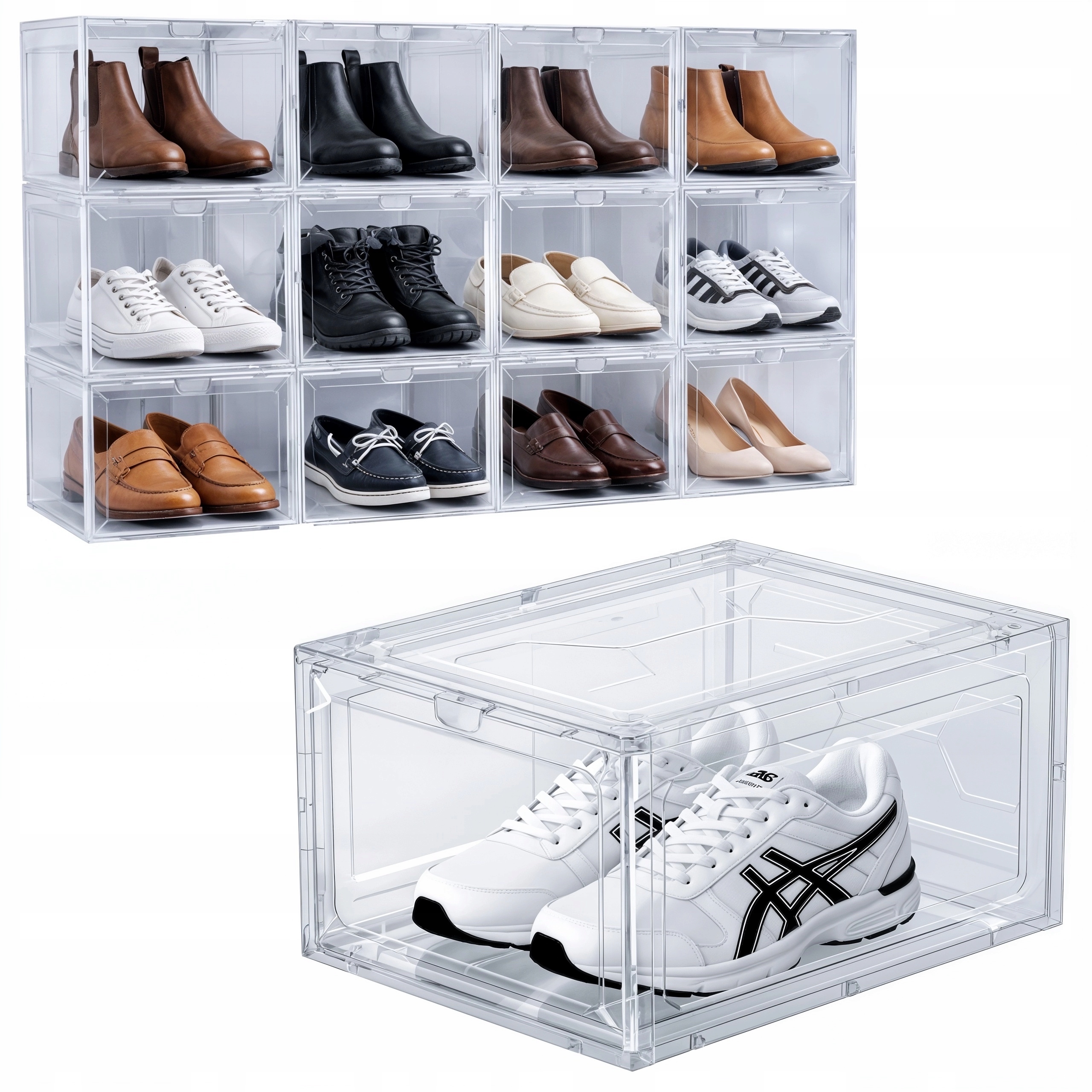 x6 Plastová Nádoba Na Obuv Boty Pevná Průhledný Magnetická