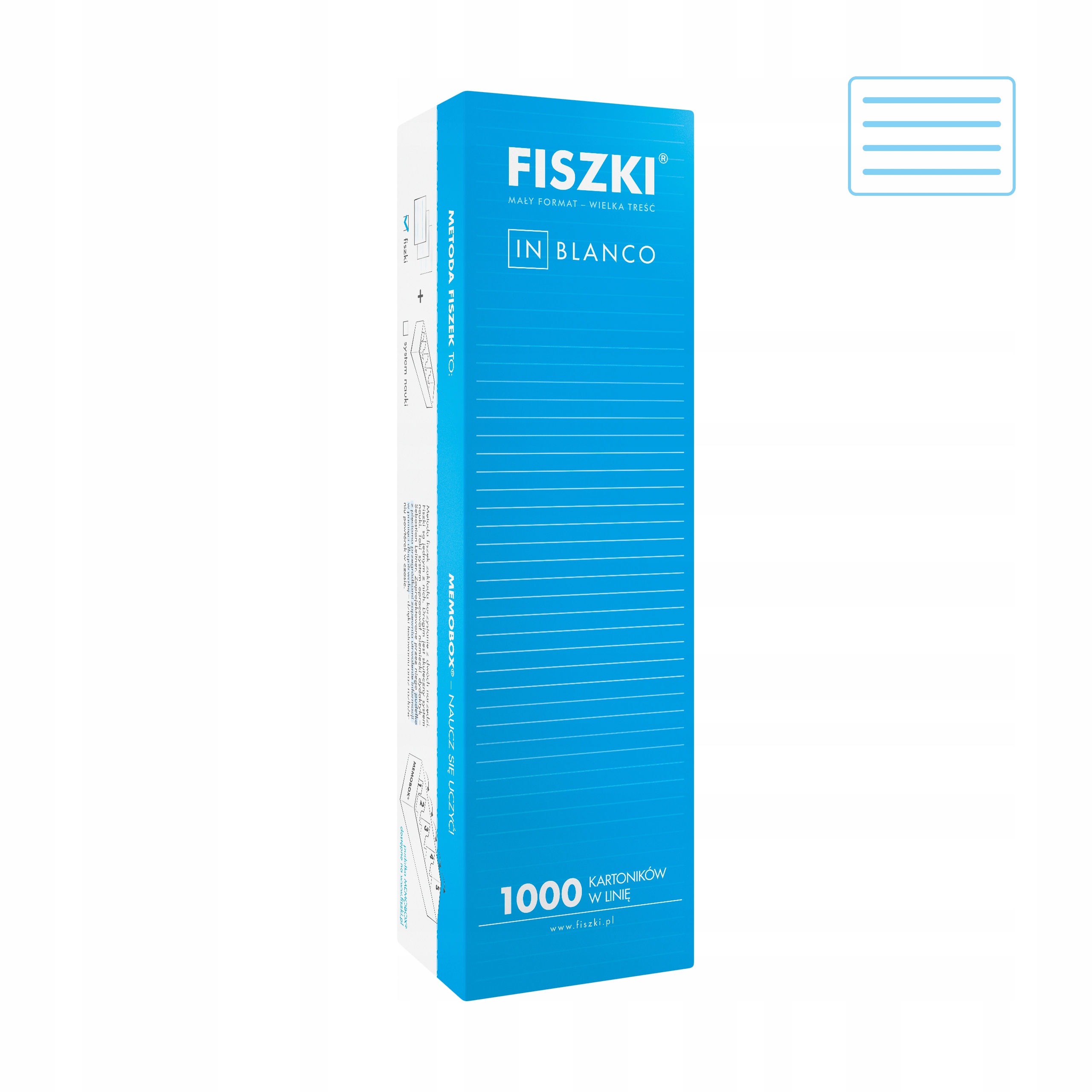 

Fiszki In Blanco 1000 białe kartoniki w linię