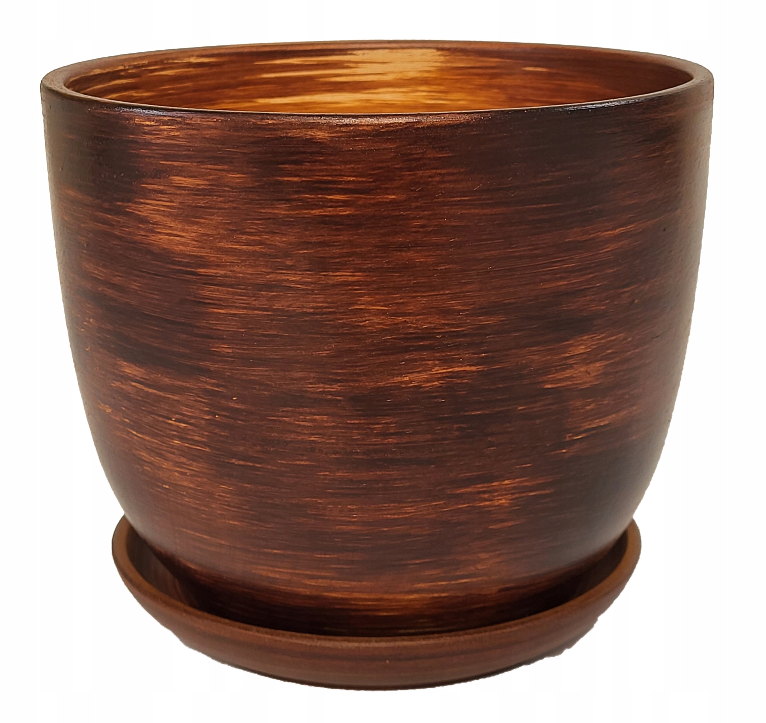 DONICZKA CERAMICZNA BRĄZOWA DUŻA MATOWA ŚREDNICA 24,5 CM WYSOKOŚĆ 20 CM