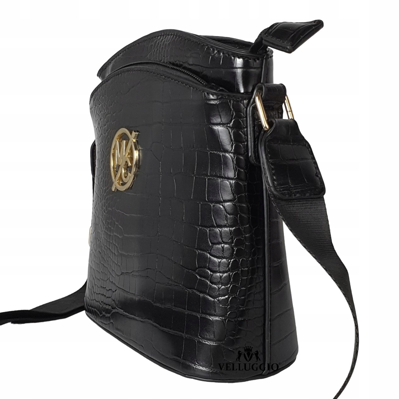 LISTONOSZKA KUFEREK TOREBKA DAMSKA DWUKOMOROWA KROKODYL LOGO Styl miejski