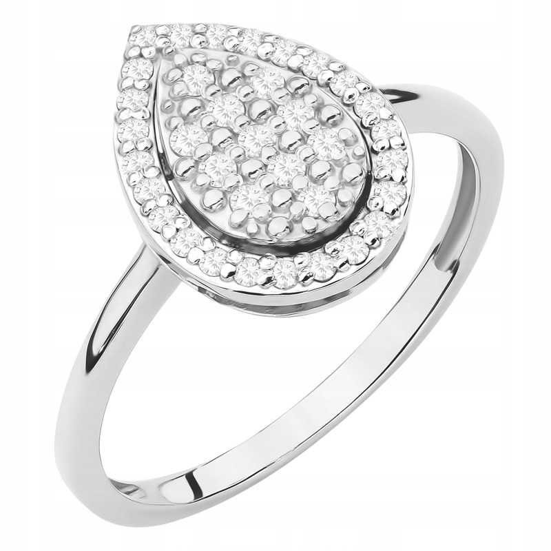 Zlatý Prstýnek pr. 585 Lžička vícekamenná s brilianty 0,21ct 14k