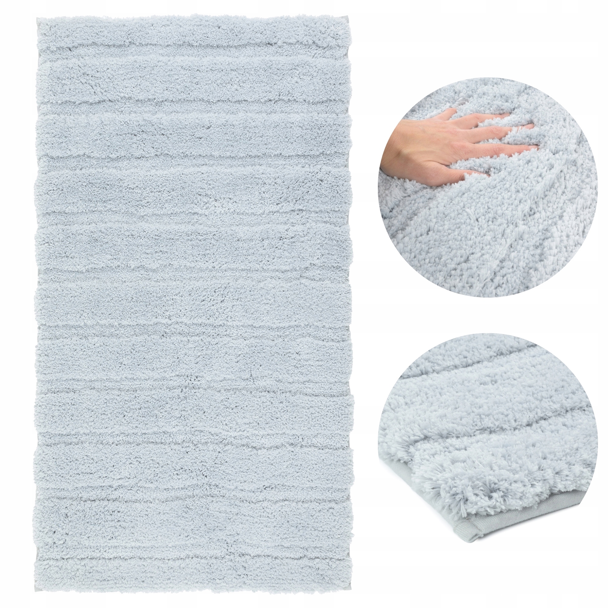 Koupelnový koberec velký měkký protiskluzový 60 x 110 cm šedý, hebký, měkký