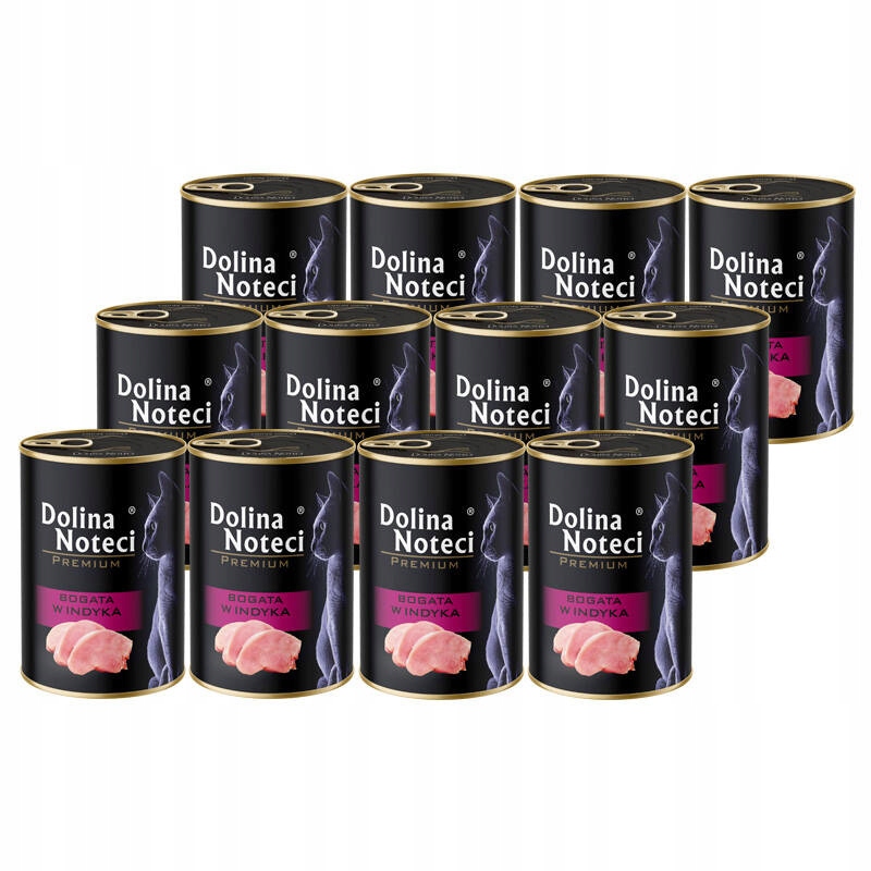 Mokra karma dla kota Dolina Noteci Premium indyk zestaw 12 x 400 g
