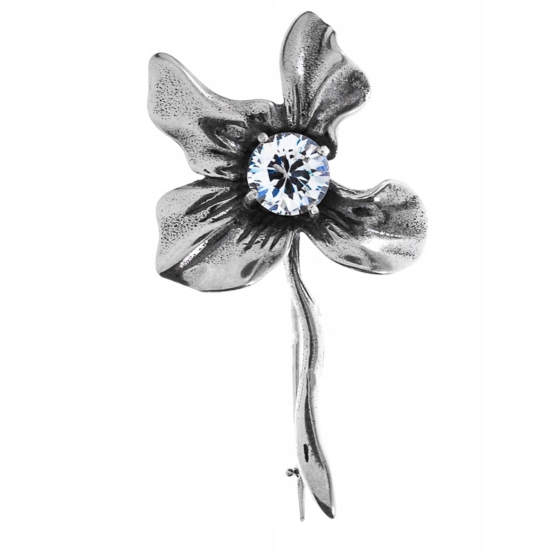 Ženská Stříbrná Tónovaná Brož Květina 925
