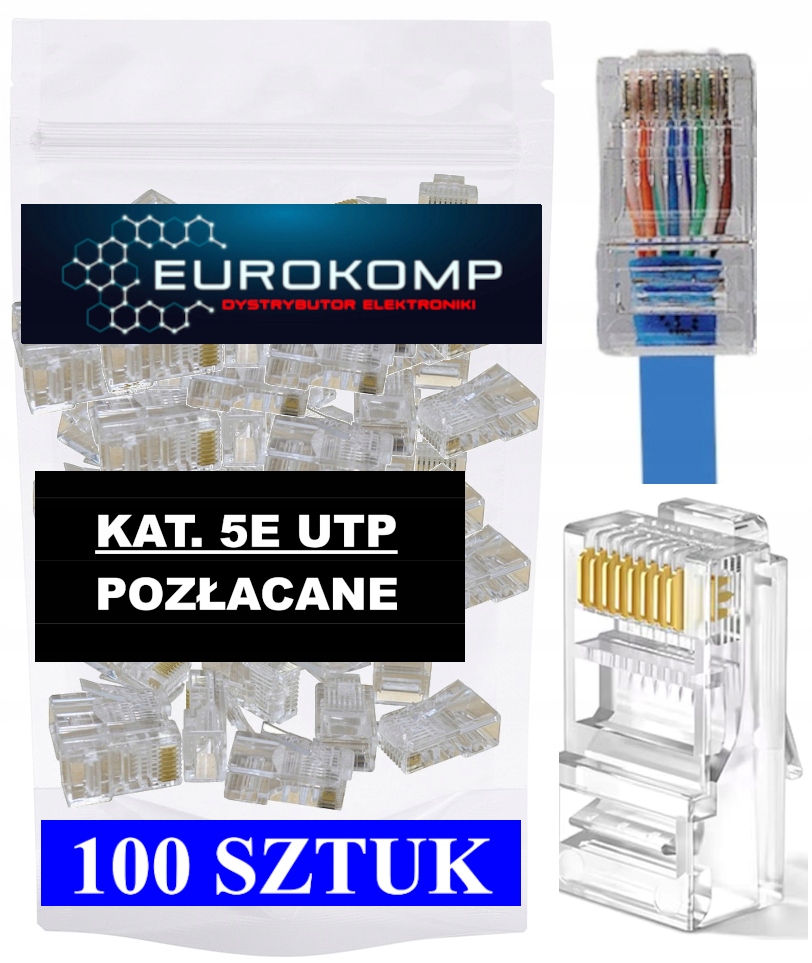 Wtyki RJ45 Eurokomp 8P8C Kat5e 100 szt.