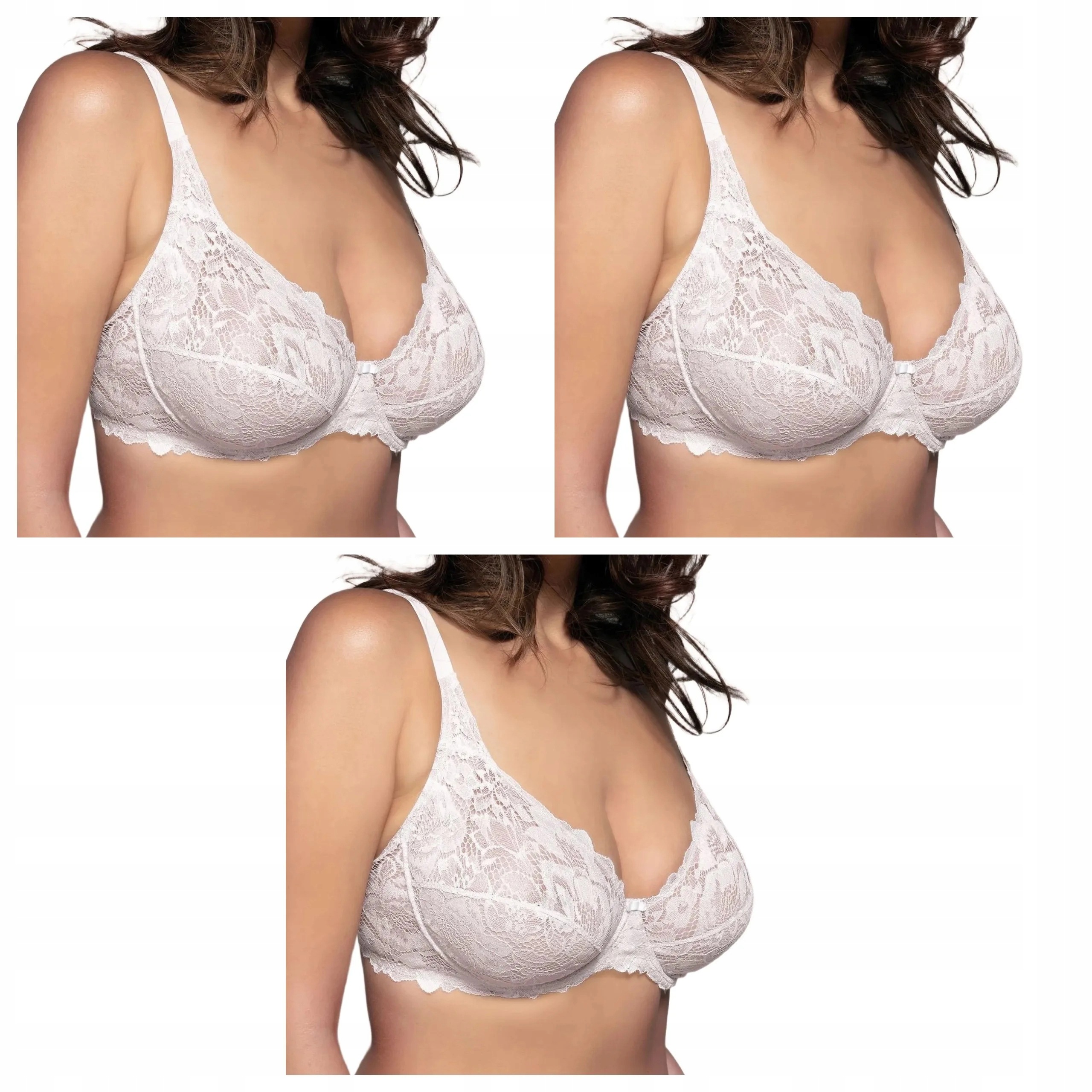 3x měkká krajková podprsenka Lormar Curvy 400L bílá 70C