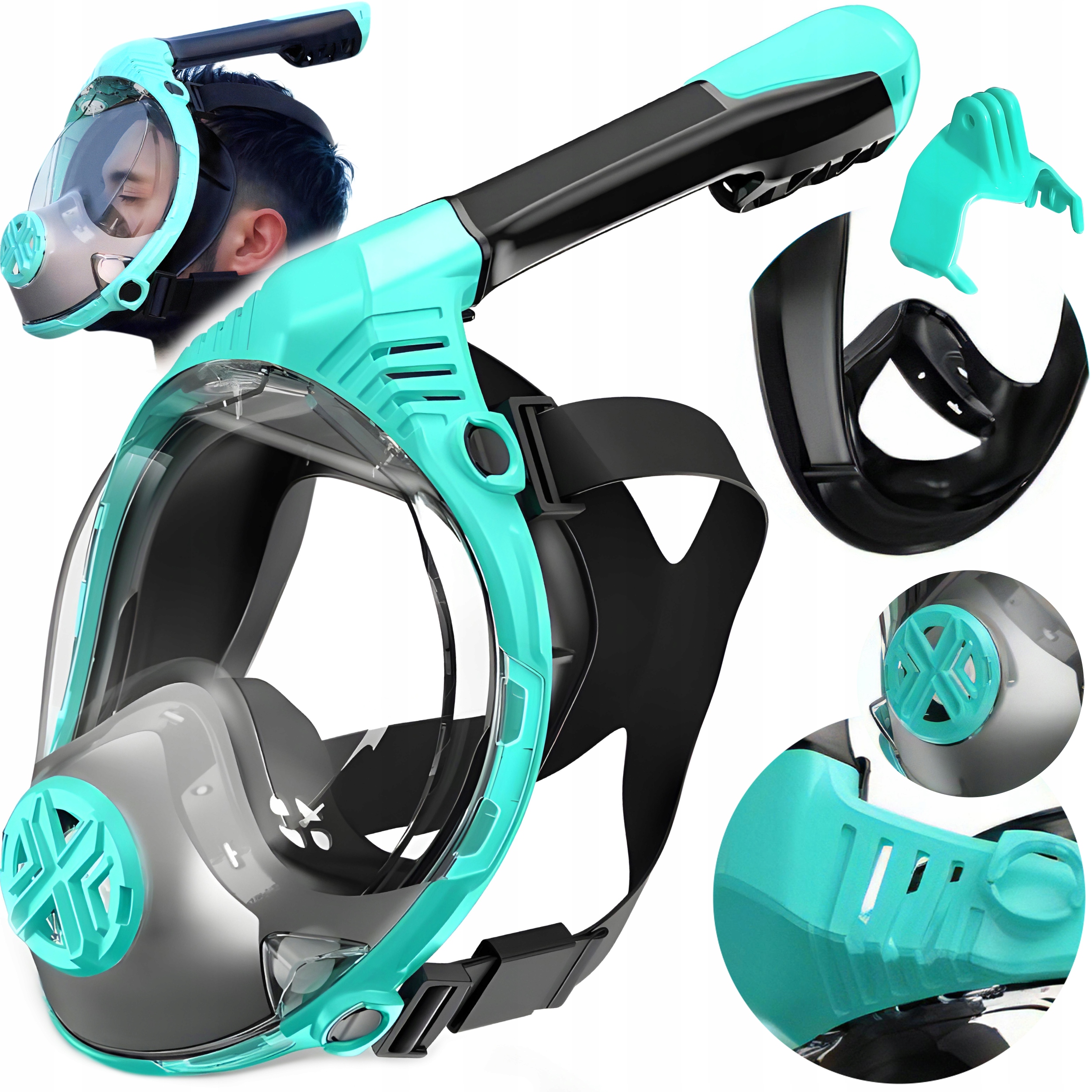 Maska do Nurkowania Snorkelingu Pełnotwarzowa systemy Drytop Antifog L/XL