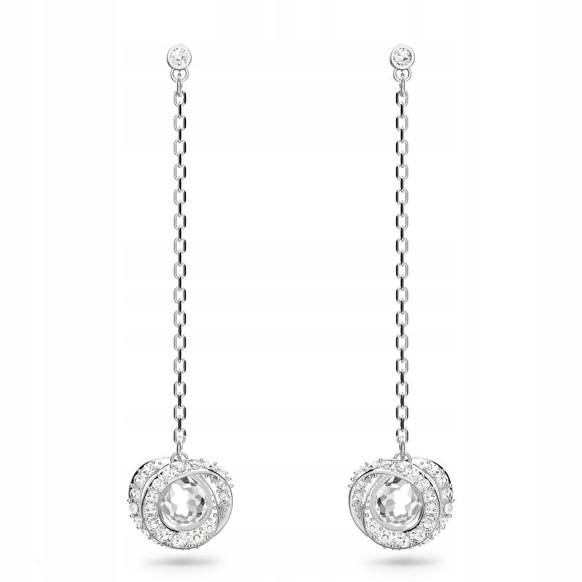 Náušnice Swarovski Una Angelic Závěsné křišťály na řetízku Ocel Dýka