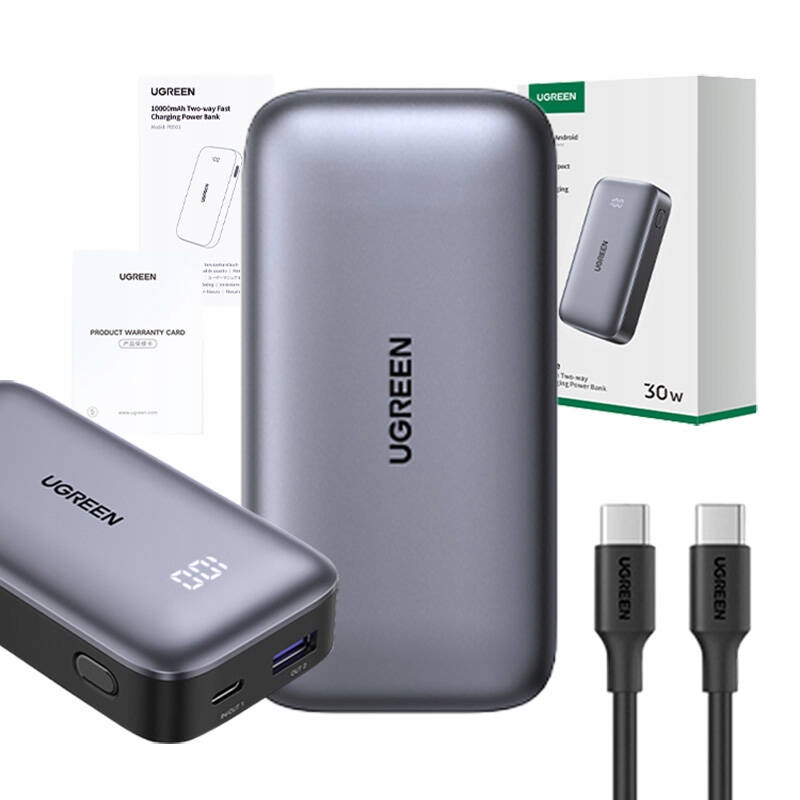 Powerbanka 10000 mAh Ugreen Nexode PB502, Usb Usb-c, 30W Pd (černá)