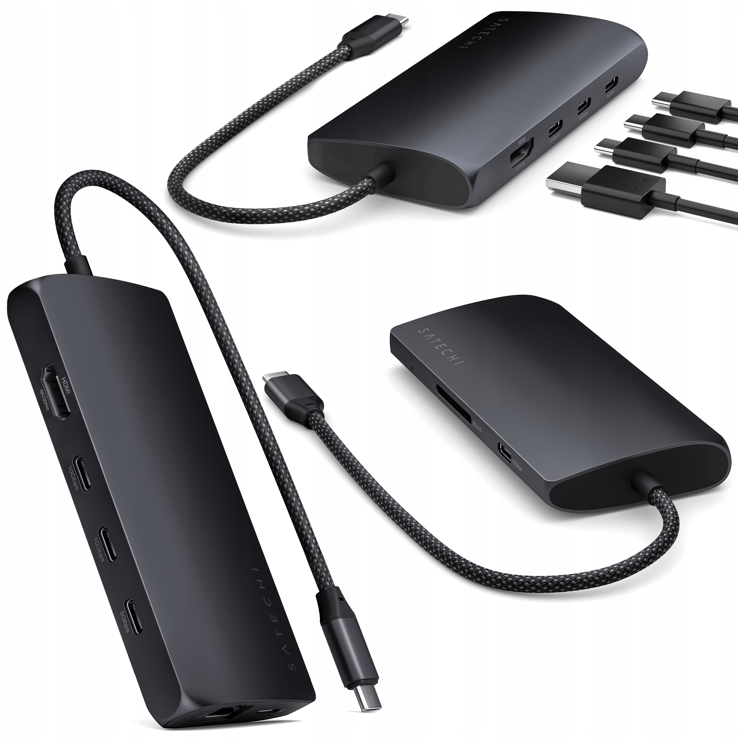 Satechi Multiport Adapter 8K Hub Usb-c na Usb-c Hdmi 3x Usb-a Sd Uhs-ii