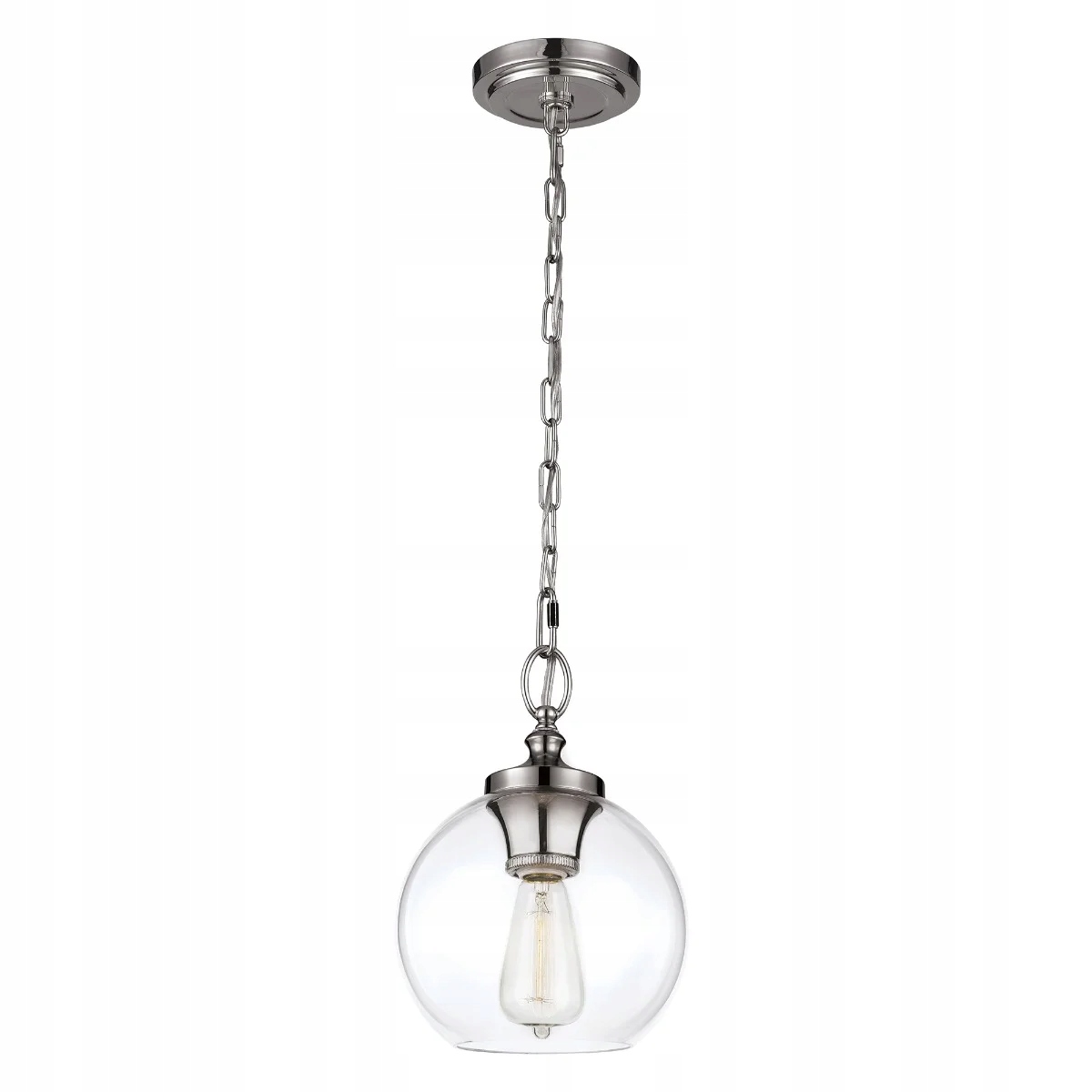 Závesná lampa art deco sklenená niklová guľa nad stôl ostrov 22 cm Feiss