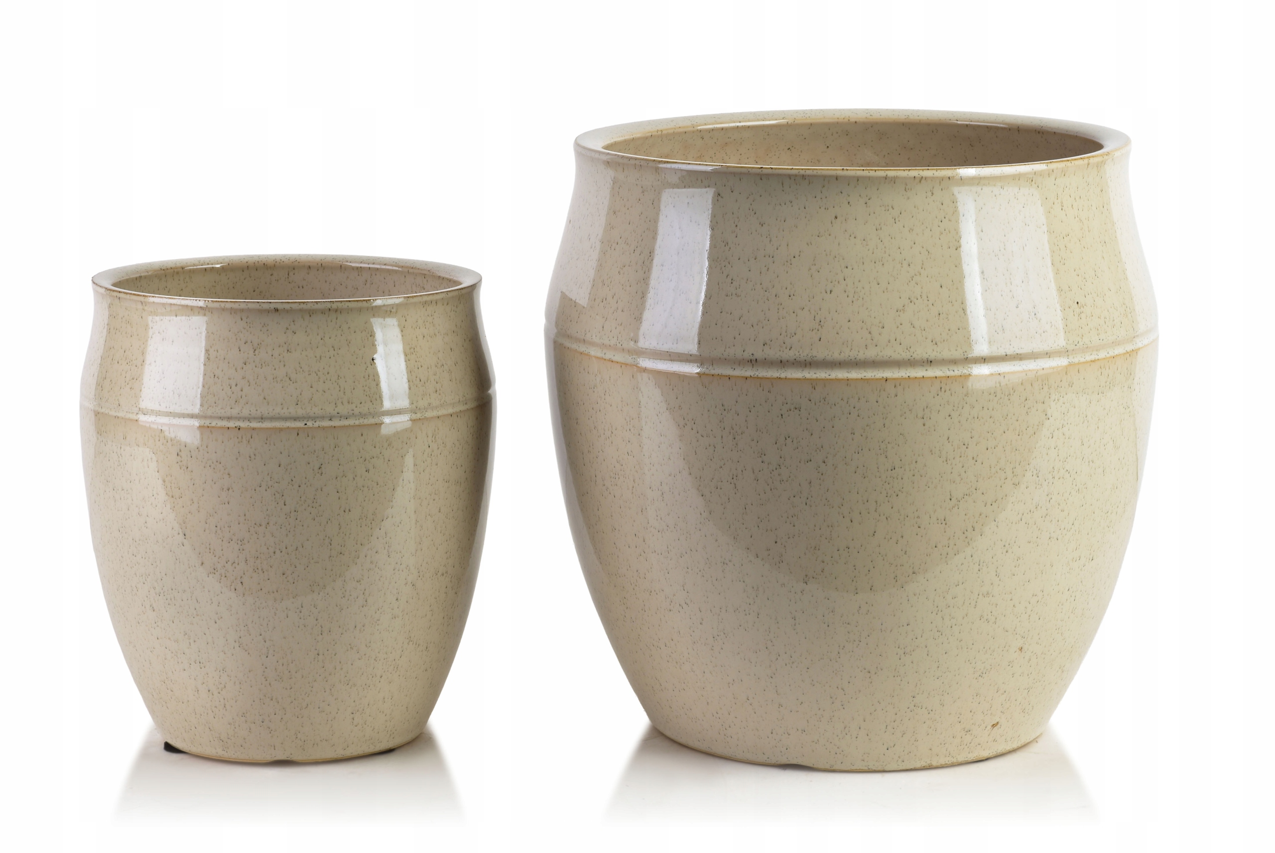 Keramické obaly na květiny Neva Beige, 2 ks 30,5 cm a 20,5 cm