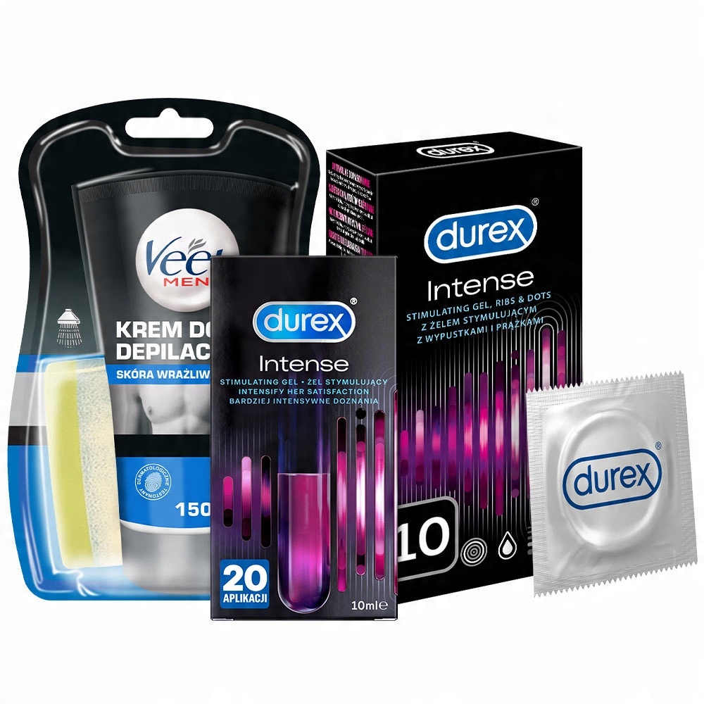 

Veet Men+durex Prezerwatywy Intense 10 Żel intymny