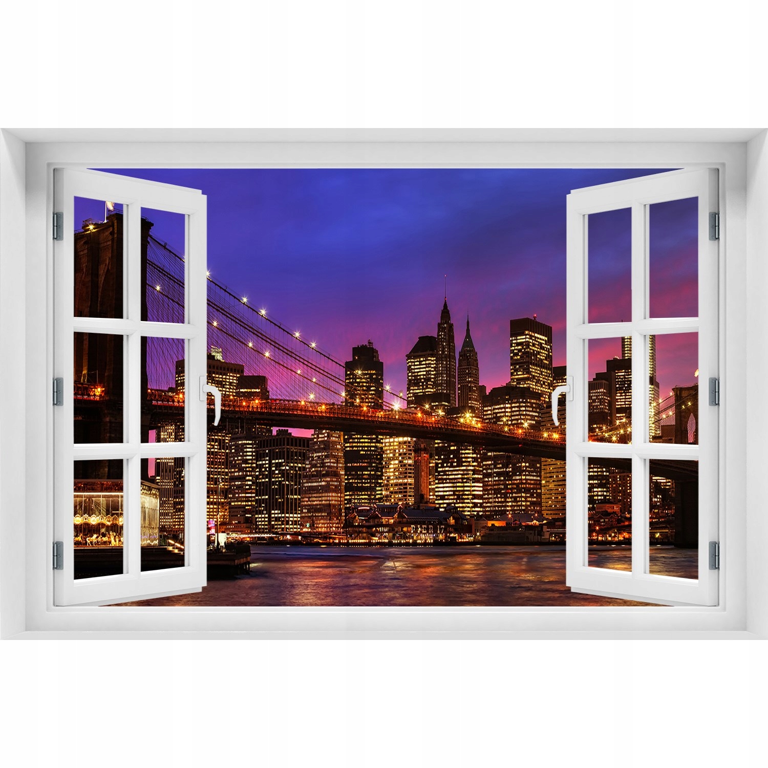 

Naklejka na ścianę 3D Okno Manhattan zachód