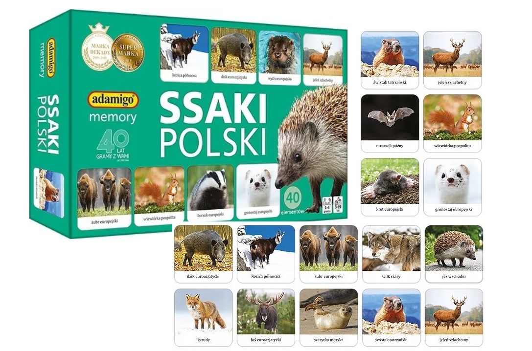 

Gra Pamięciowa Memory Ssaki Polski Adamigo od 3+
