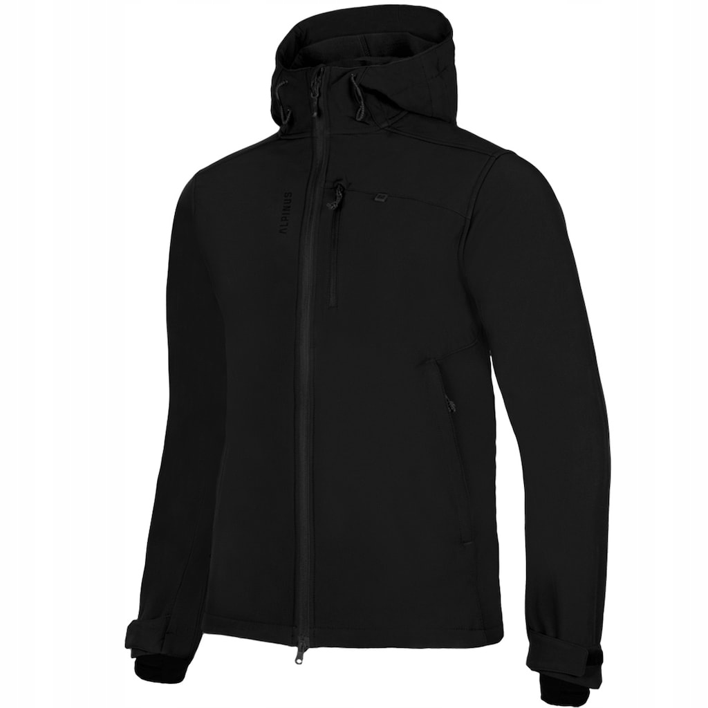 Pánská treková bunda s kapucí Alpinus Softshell Aso černá XL