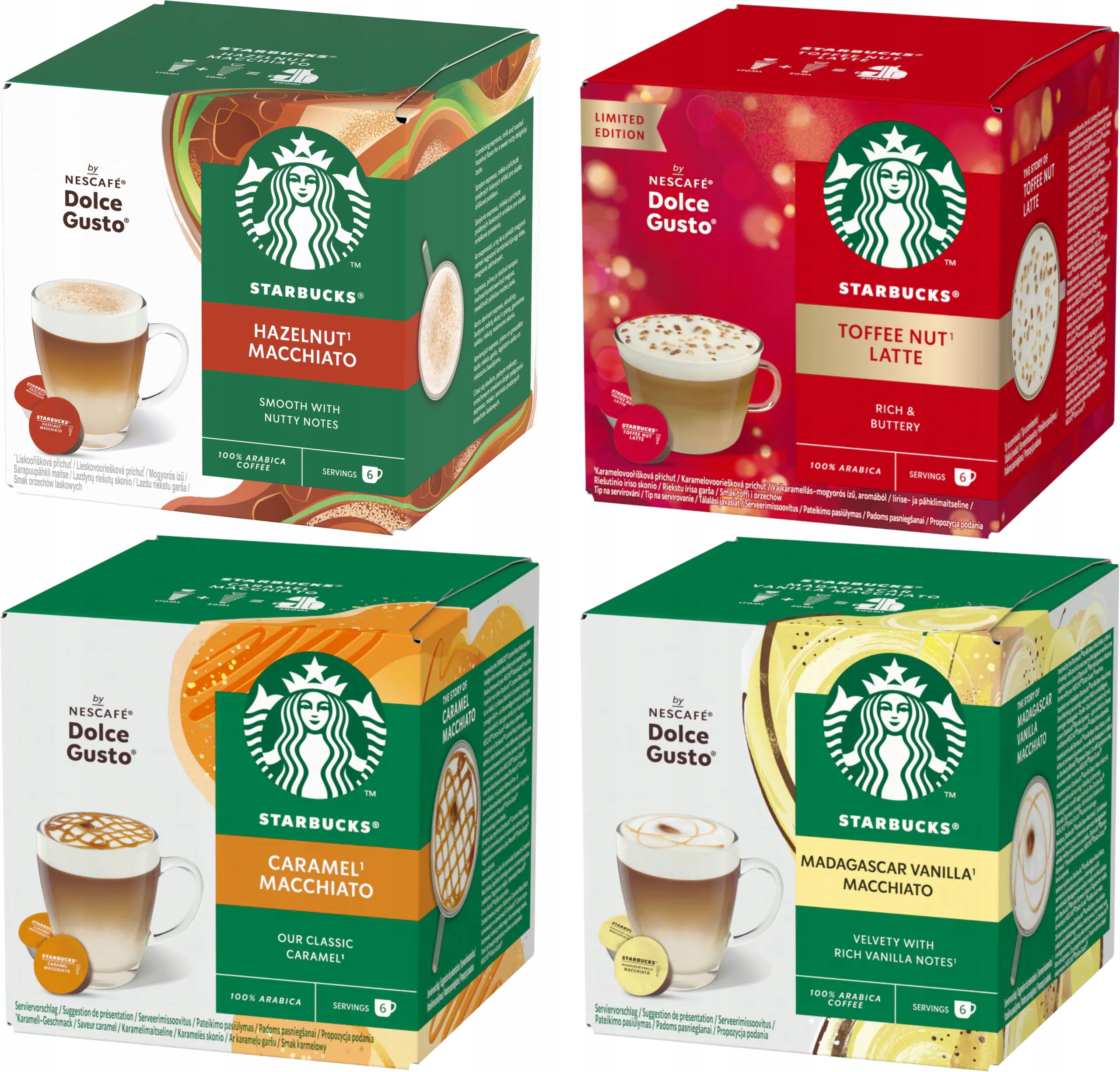 Levně Kapsle pro Dolce Gusto Starbucks Sada příchutí 4 x 12 kapslí