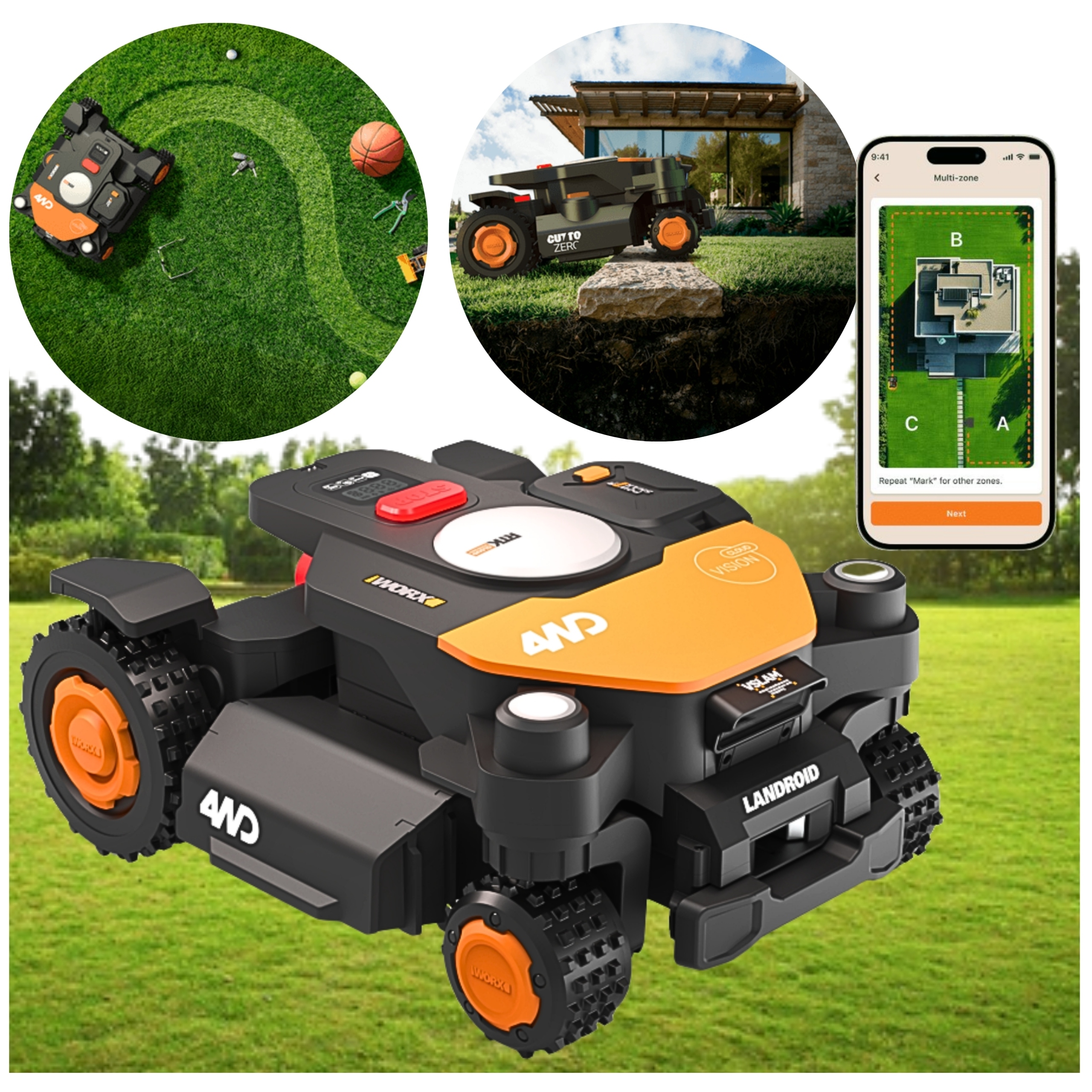 Robot Koszący Landroid Vision Cloud 220mm Ai Rtk V-slam 4W 4Ah Worx WR340E