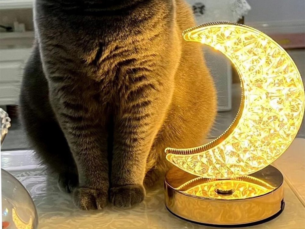 LAMPKA NOCNA STOŁOWA KSIĘŻYC KRYSZTAŁ LED RGB USB Zasilanie akumulatorowe