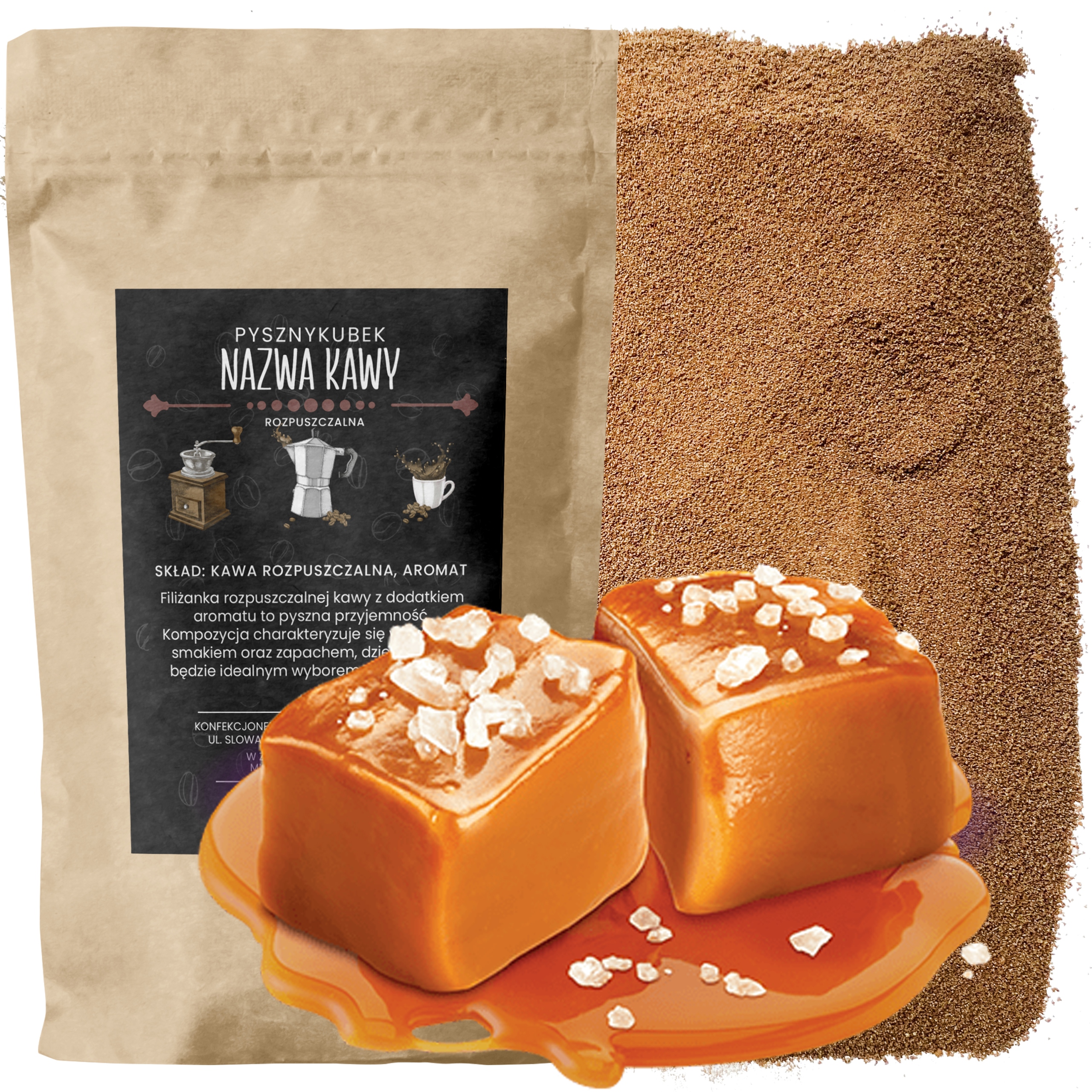 Kawa Rozpuszczalna smakowa Słony Karmel 1000g 1kg salt caramel