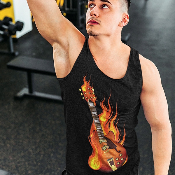 TANK TOP HORROR/ROCK BURNING ON FIRE ROCK GUITAR Marka inna