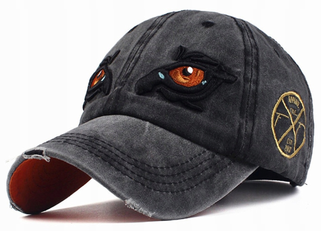 

Czapka z daszkiem bejsbolówka czarna z oczami