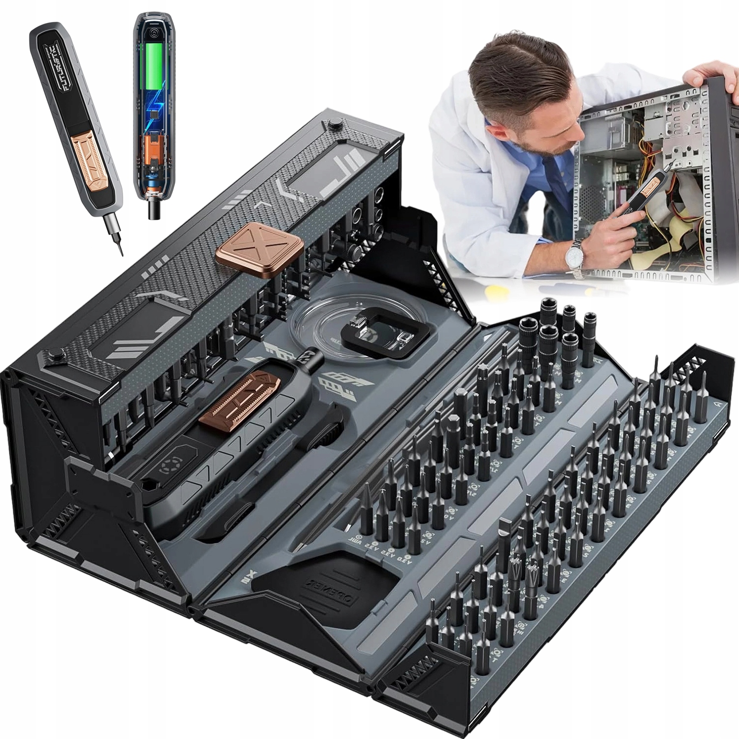 Elektrický Přesný Šroubovák 160 Bitů Crv S2 500MAH 3 Režimy