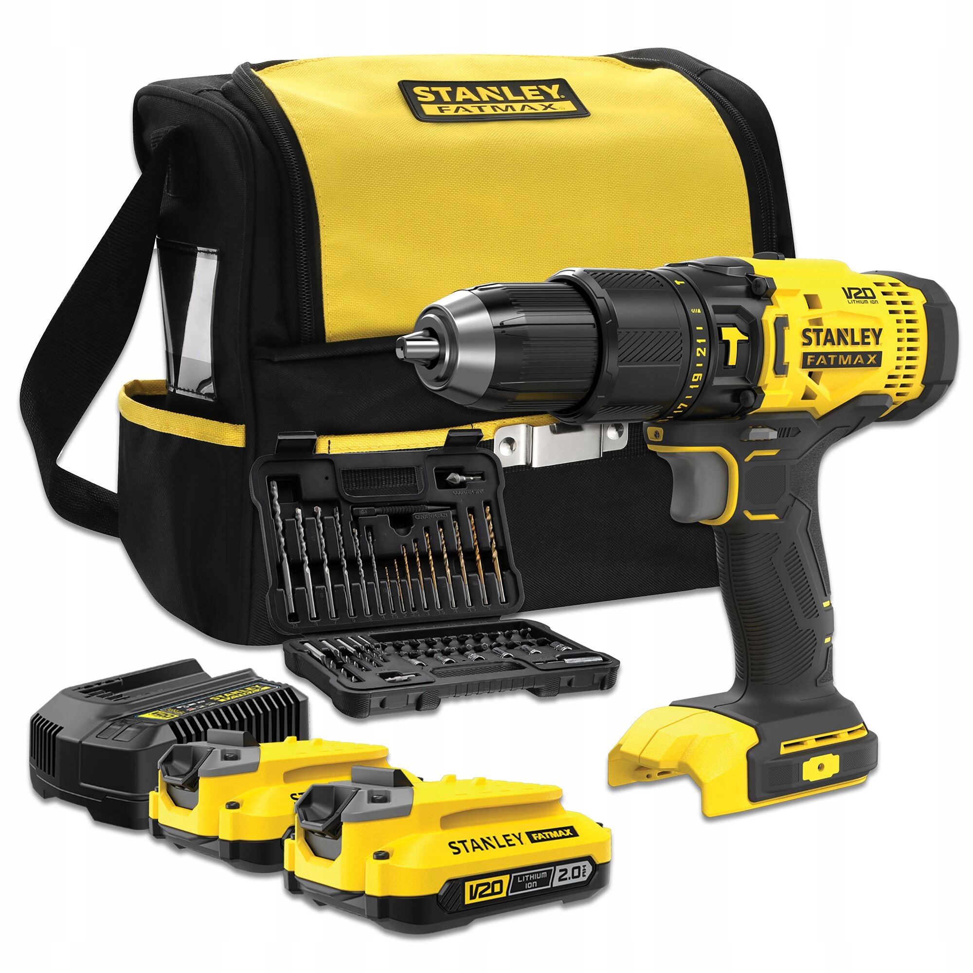 Wiertarko-wkrętarka Udarowa Stanley V20 2x2,0Ah SFMCD711DSA +50 Akcesoriów