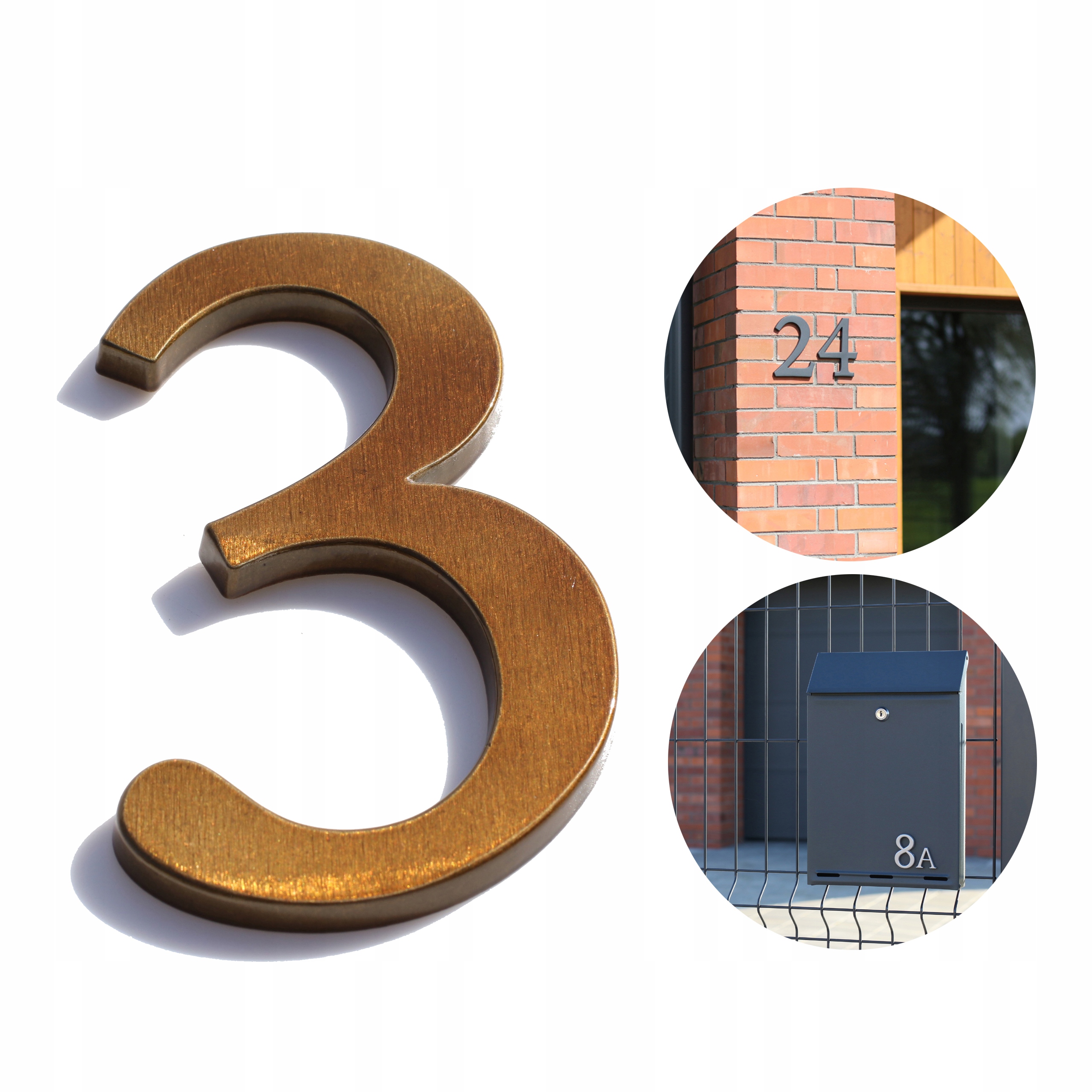 numer domu. numer na dom. cyfry na dom. tablica na dom. brąz transparent 3